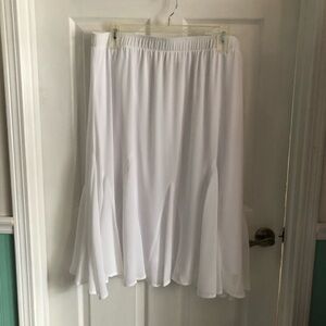 Ruby Rd skirt chiffon lined white pull on elastic waistband maxi pleated inserts